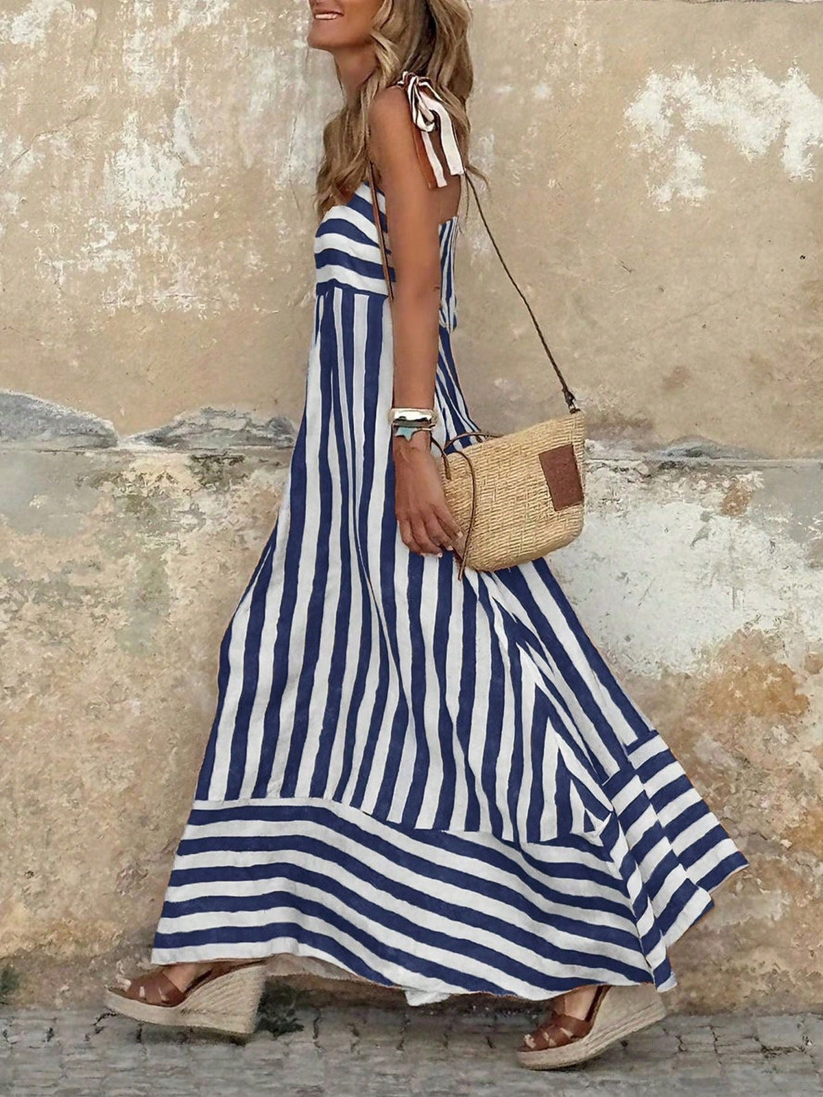 Striped Maxi Dress - Blue