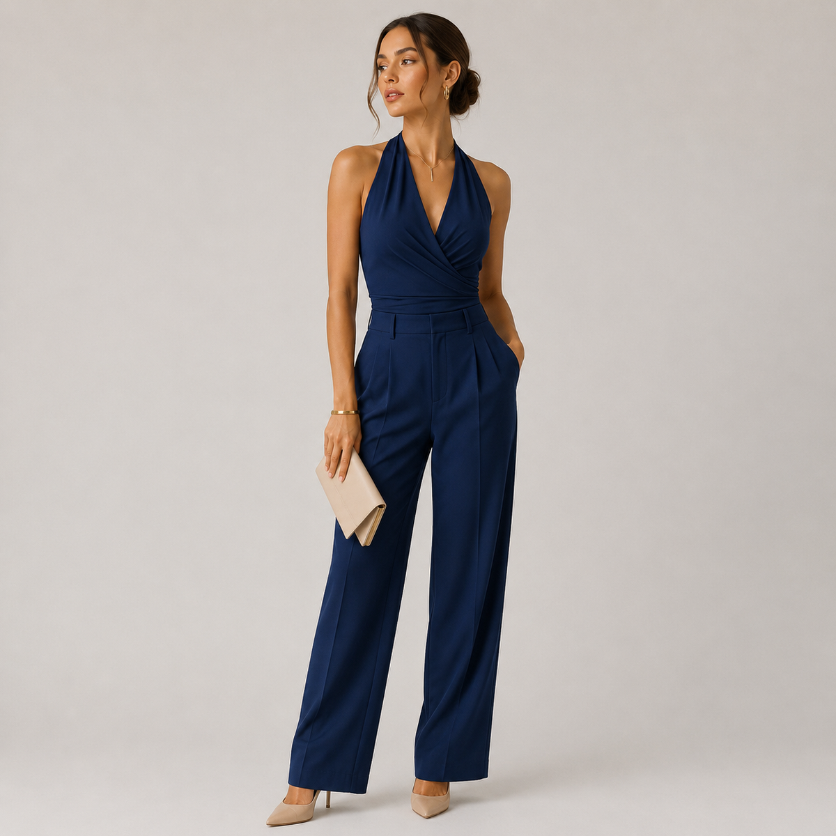 Halter Neck Jumpsuit - Blue