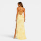 Elegant Floral Evening Dress - Yellow back