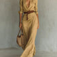 Ruched Maxi Shirt Dress - White