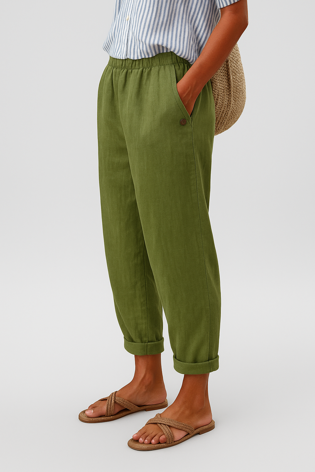 Women's Linen Trousers - Green