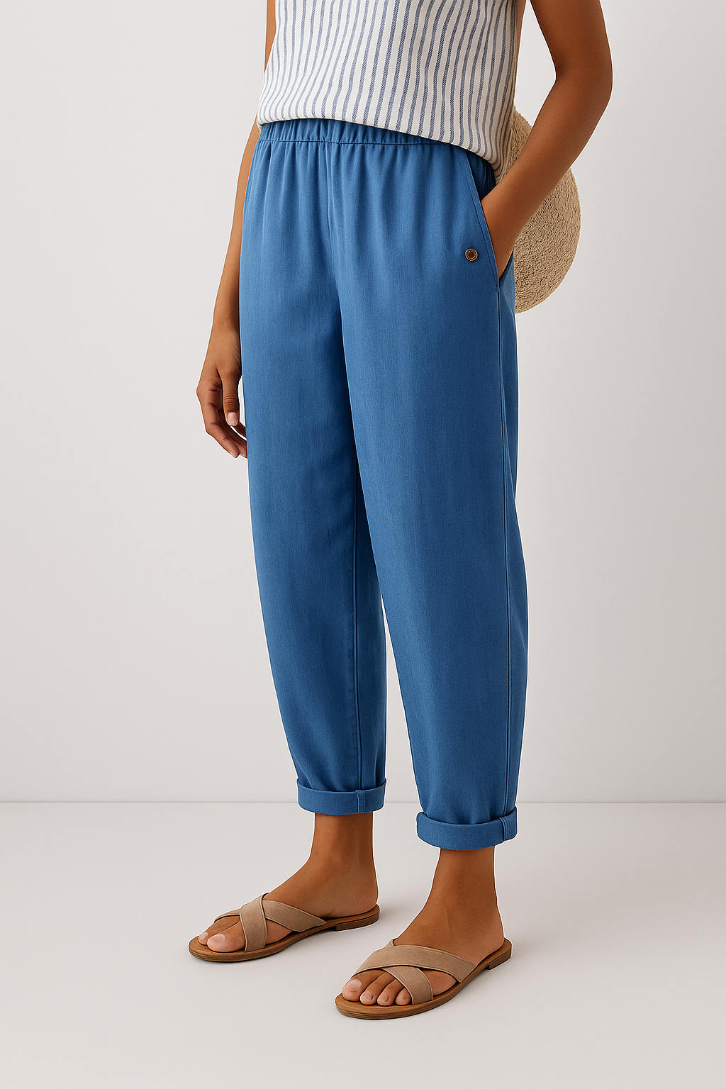Women's Linen Trousers - Blue