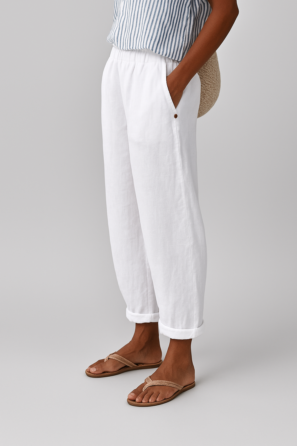 Women's Linen Trousers - White