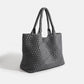Woven Leather Tote Bag - Dark Gray