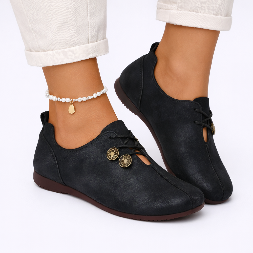 Orthopedic Comfort Loafers - Black Suede Pearl