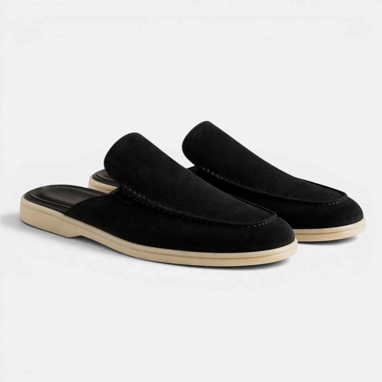 Slip-On Suede Mules - Black