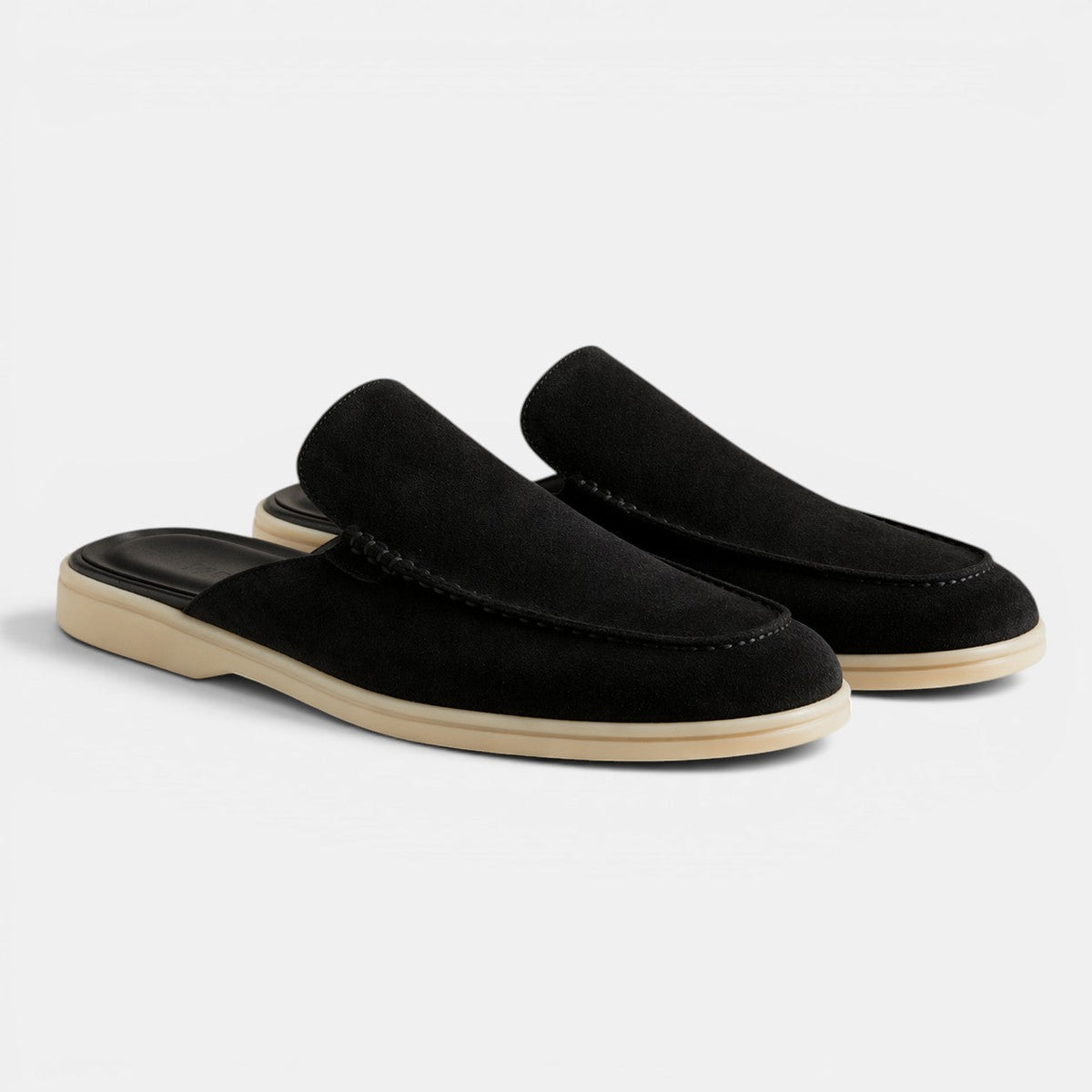 Slip-On Suede Mules - Black