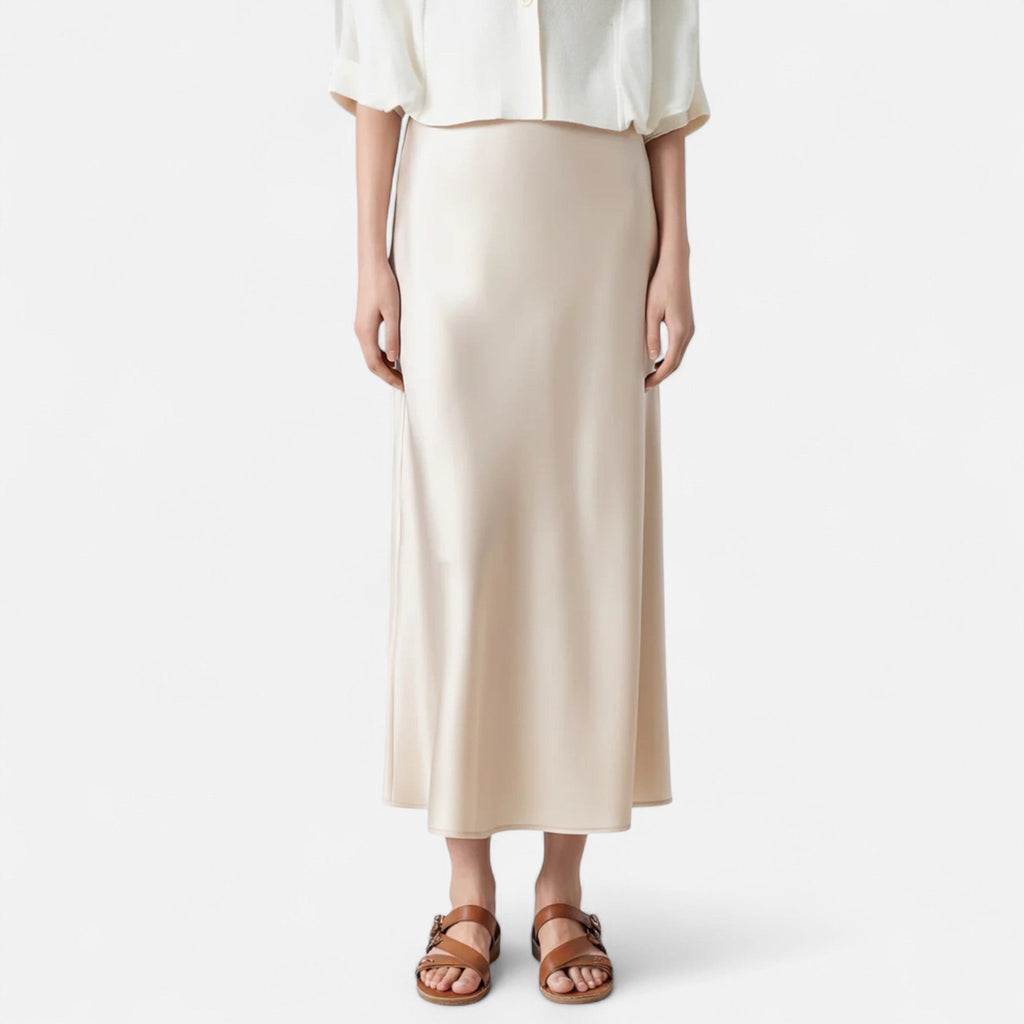 Old Money Silk Skirt - Beige front
