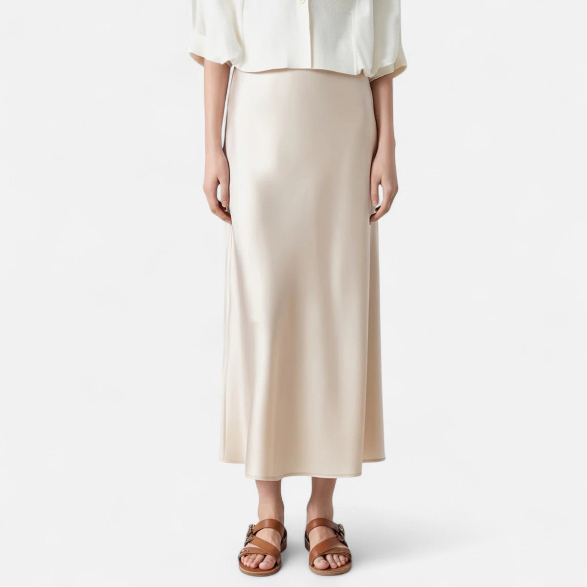 Old Money Silk Skirt - Beige front