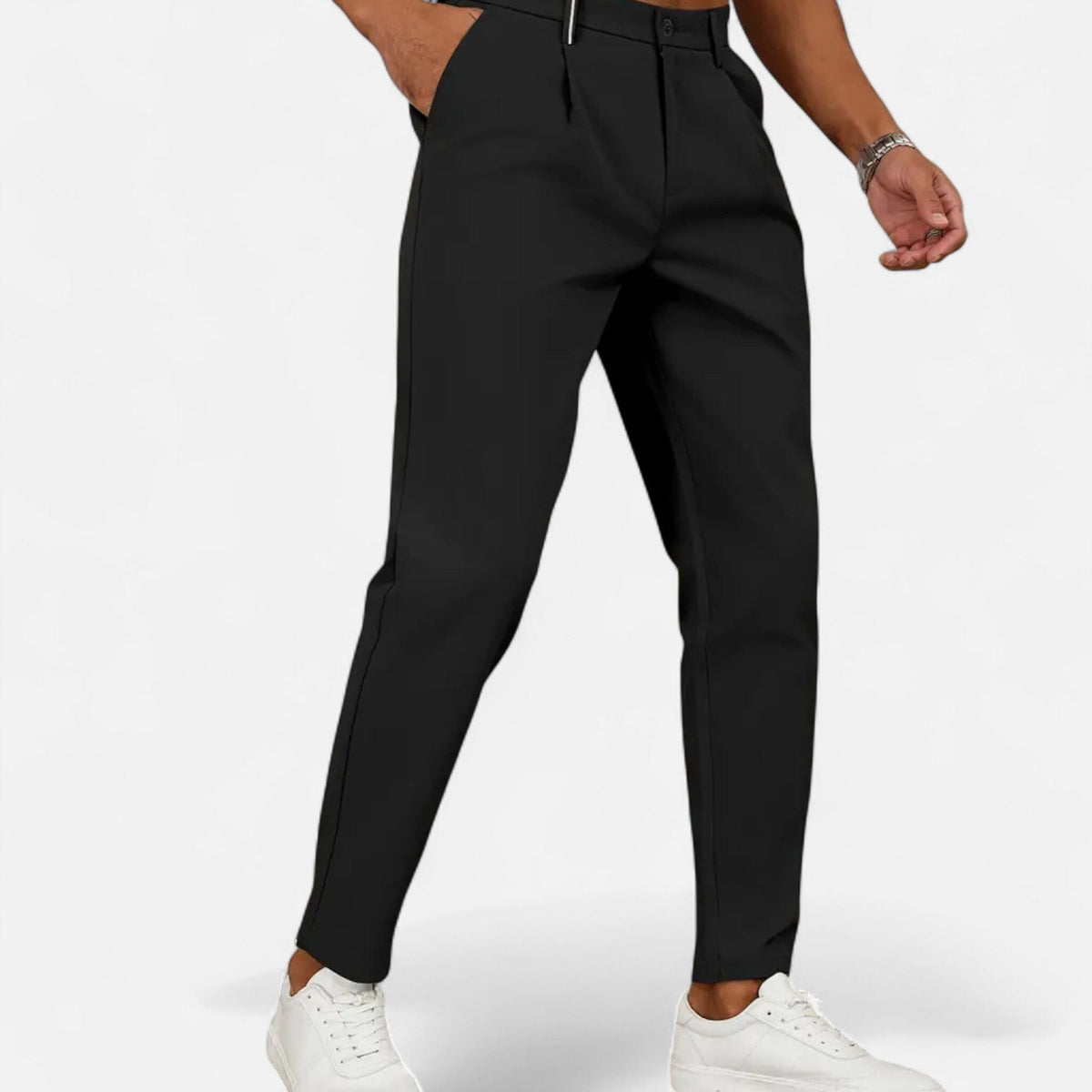 Classic Pleated Business Trousers - Black