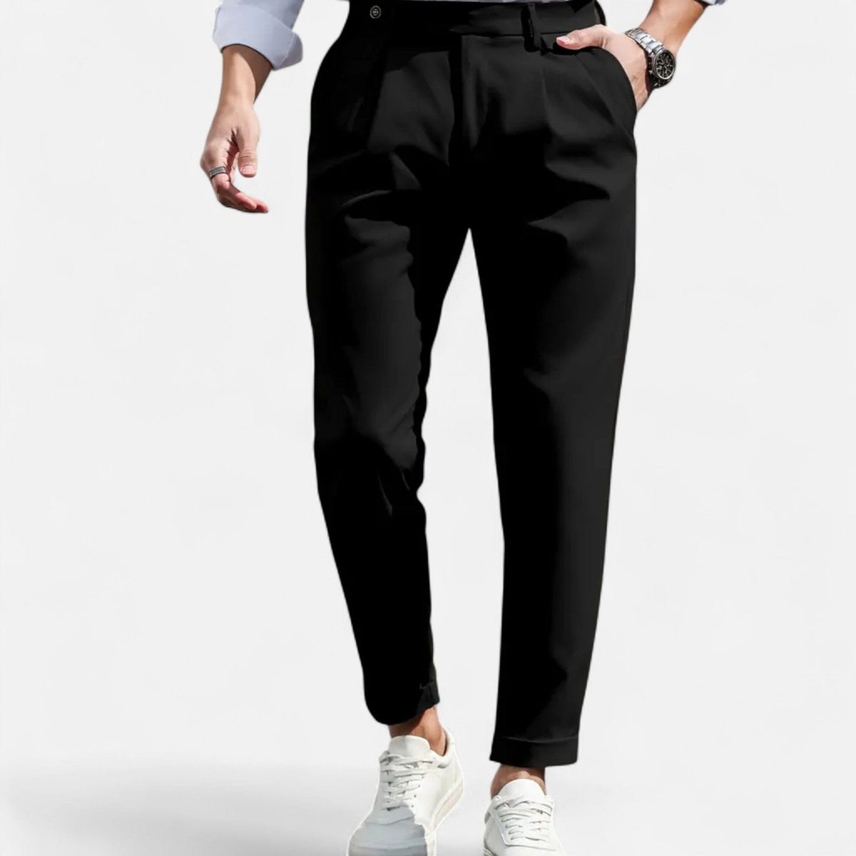 Slim-Fit Pleated Suit Trousers - Black