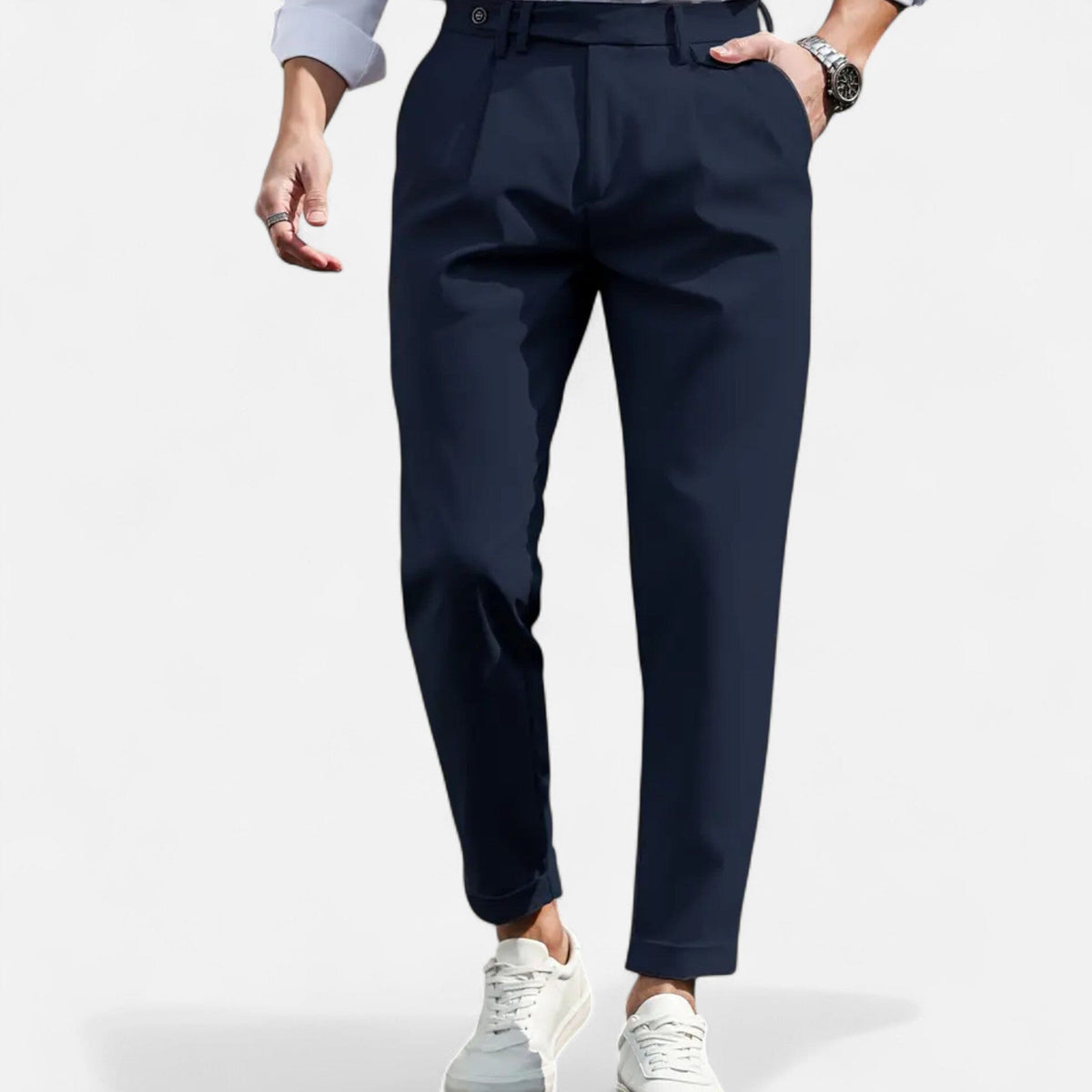 Slim-Fit Pleated Suit Trousers - Navy