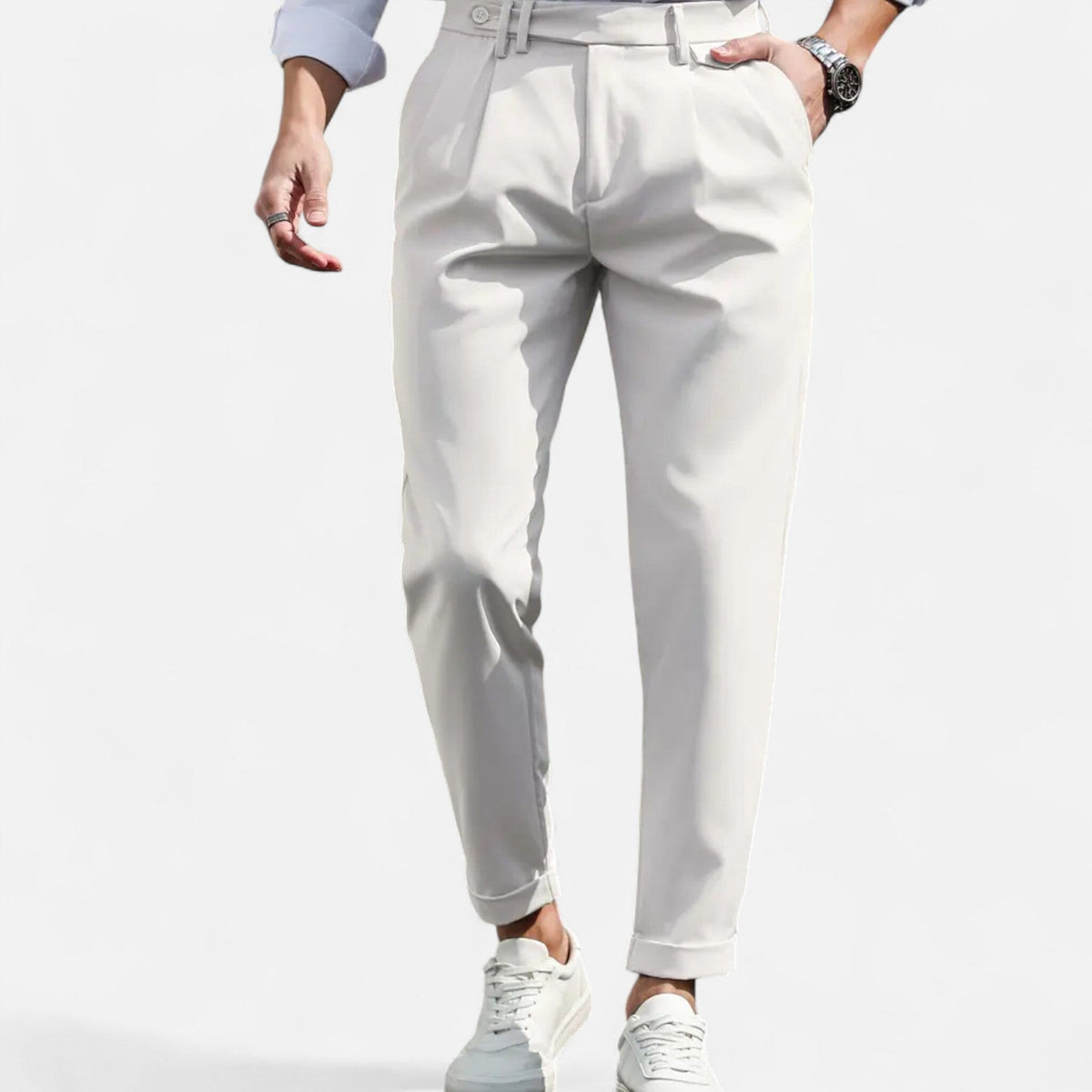 Slim-Fit Pleated Suit Trousers - White