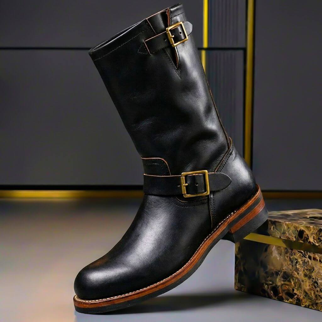 Bancroft Vintage Leather Boots - Obsidian Black