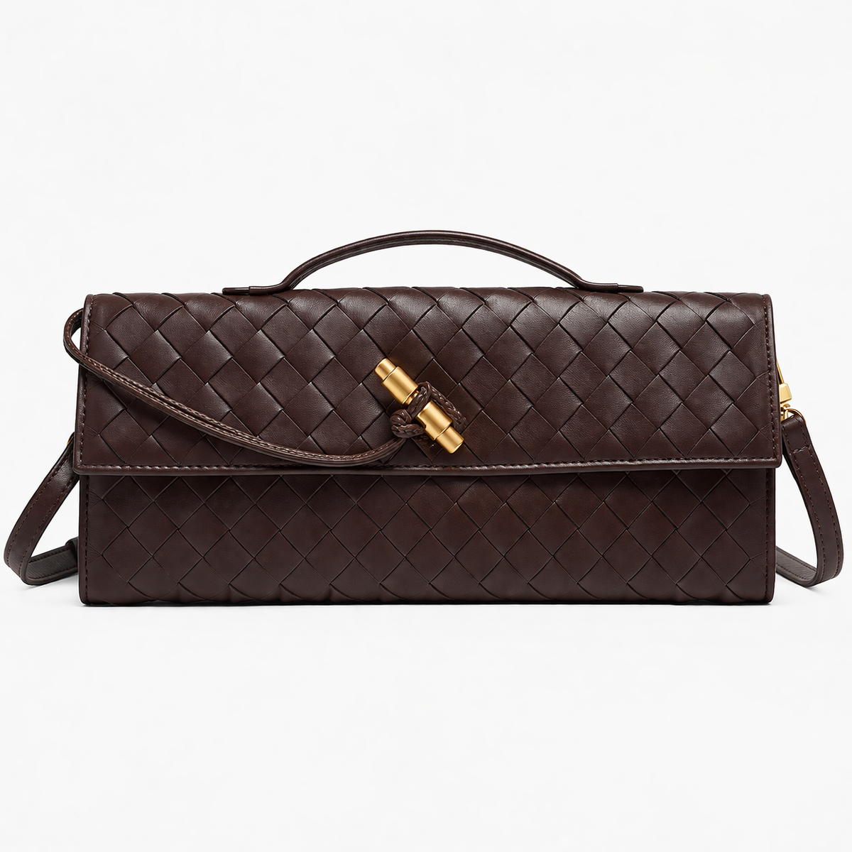 Woven Clutch Bag - Brown