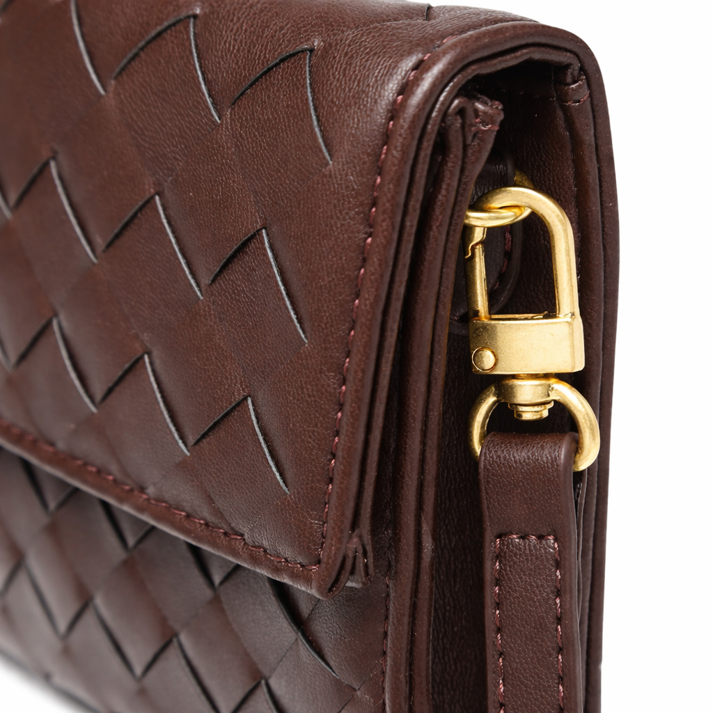 Woven Clutch Bag - Brown close-up