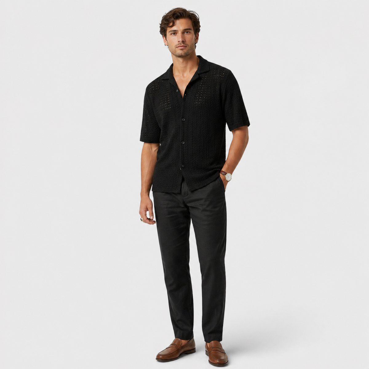 Elegant Smart Casual Shirt - Black styled
