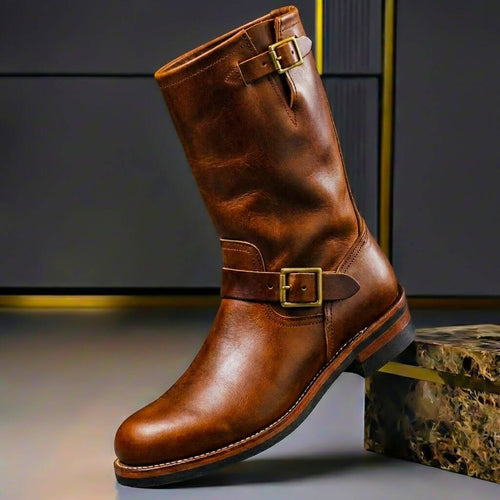 Bancroft Vintage Leather Boots - Cognac Brown