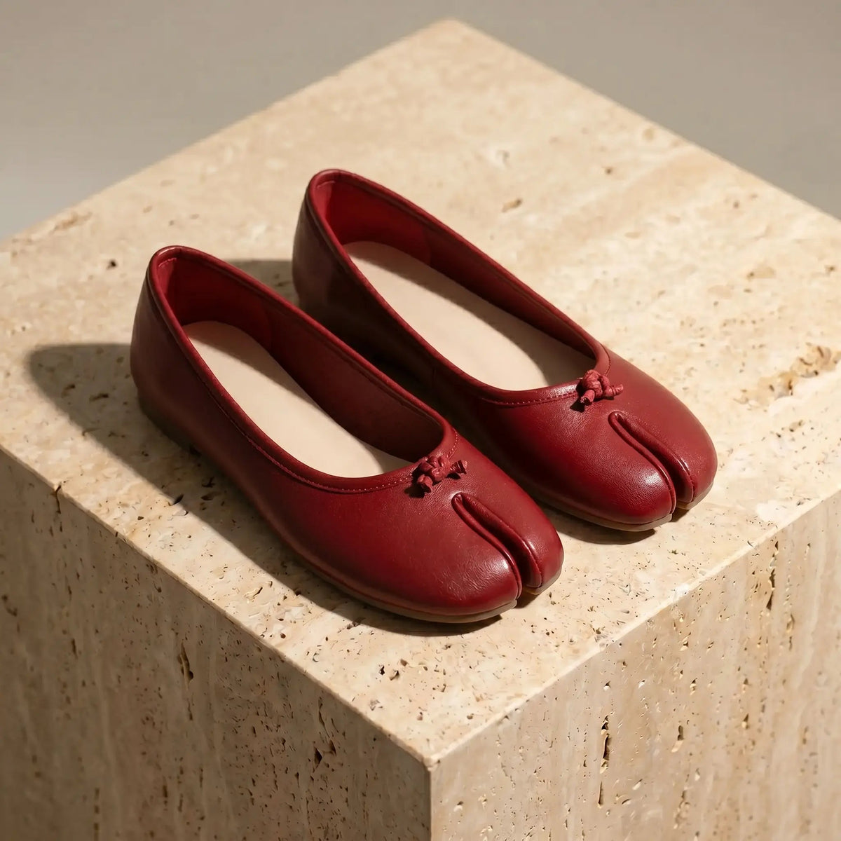Split-Toe Ballet Flats - Crimson Red