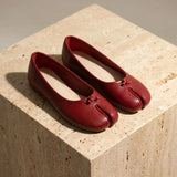 Split-Toe Ballet Flats - Crimson Red