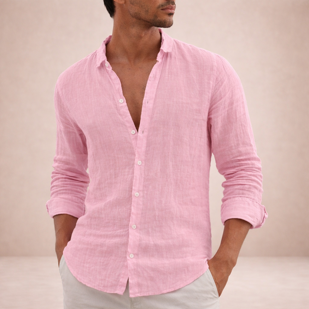 Men's Linen Shirt - Pink