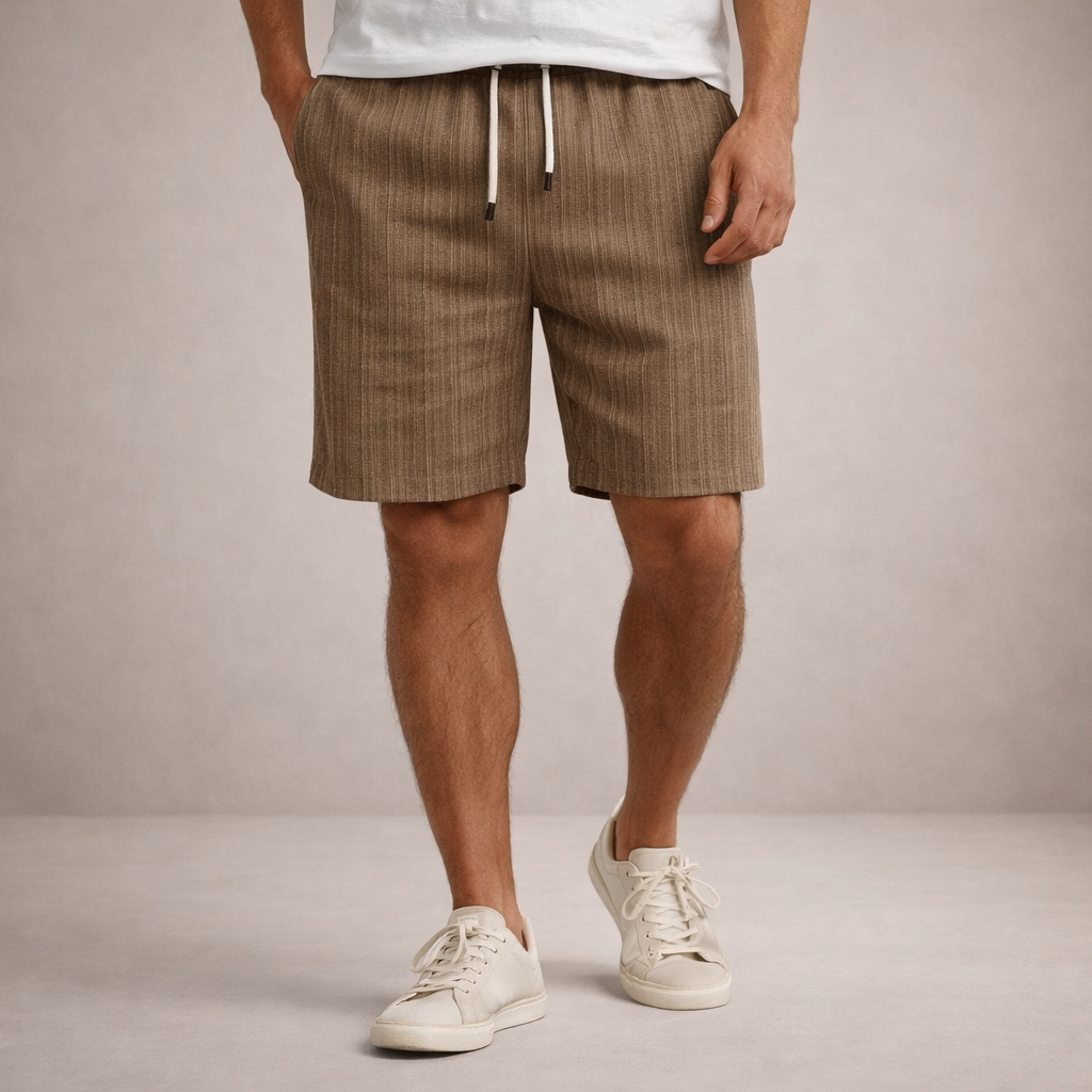 Men's Linen Shorts - Brown