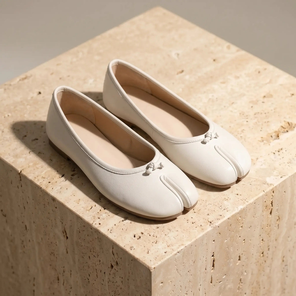 Split-Toe Ballet Flats - Ivory White