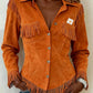 Fringe Suede Shirt Jacket - Orange