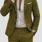 Men's Linen Suit - Olive Green