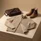 Nordic Ribbed Zip Cardigan - Sand Beige flat lay outfit