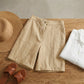 Linara Linen Bermuda Shorts - Pure Ivory flat lay