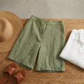 Linara Linen Bermuda Shorts - Sage Green flat lay