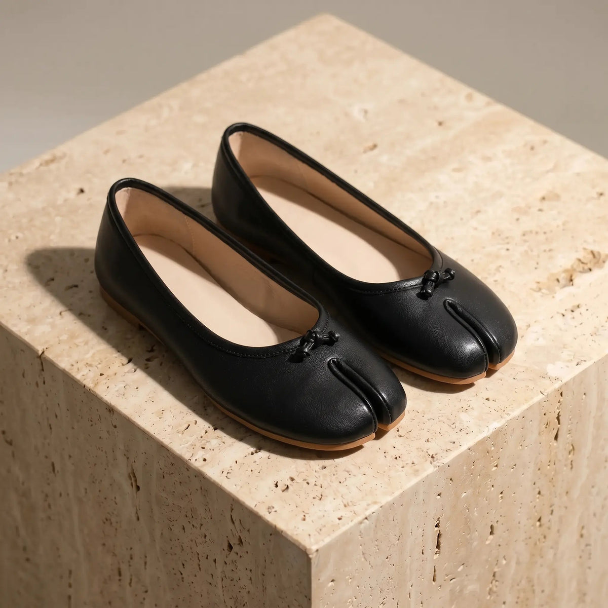 Split-Toe Ballet Flats - Midnight Black
