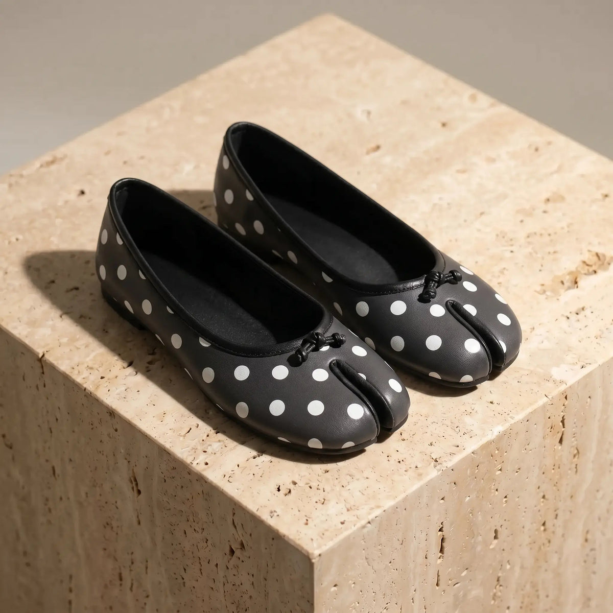 Split-Toe Ballet Flats - Black Polka Dot
