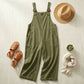 Cotton-Linen Overalls - Olive Green flat lay