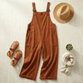 Cotton-Linen Overalls - Terracotta Red flat lay