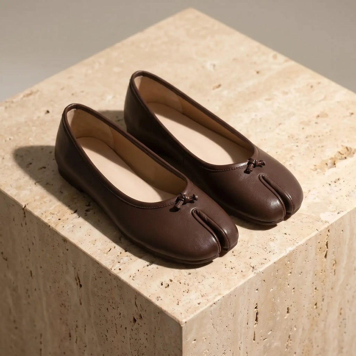 Split-Toe Ballet Flats - Mocha Brown