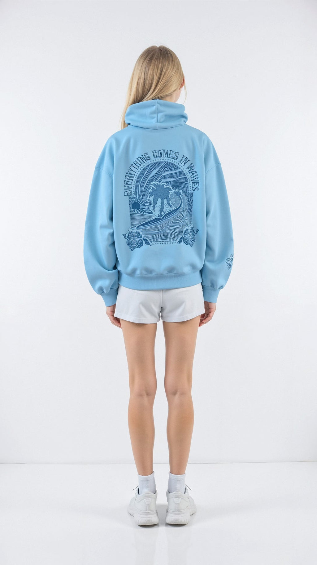 Abigail Embroidered Hoodie - Blue back detail