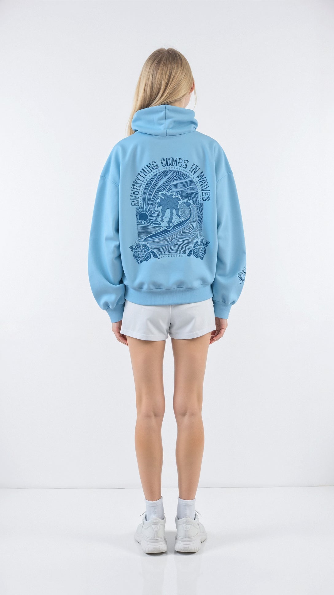 Abigail Embroidered Hoodie - Blue back detail