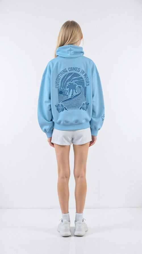 Abigail Embroidered Hoodie - Blue back detail