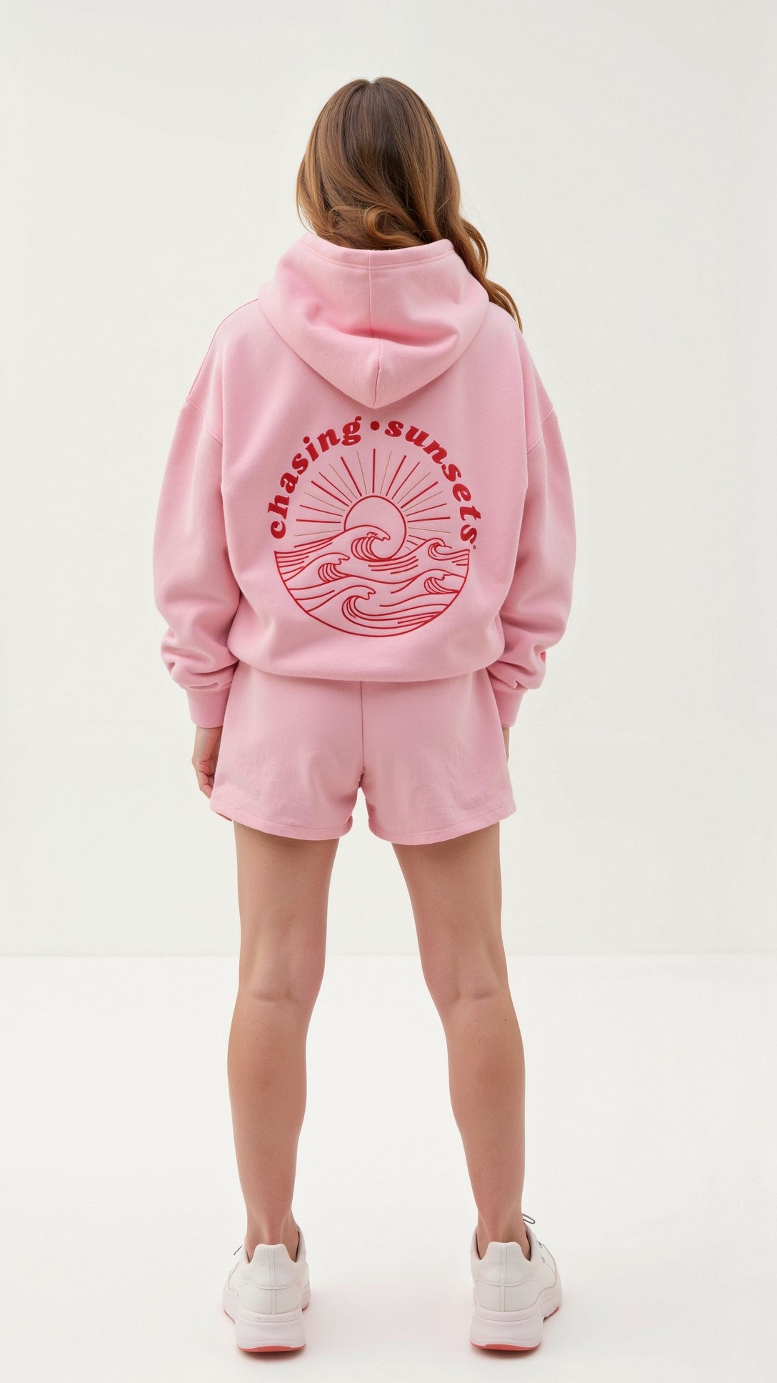 Abigail Embroidered Hoodie - Light Pink front