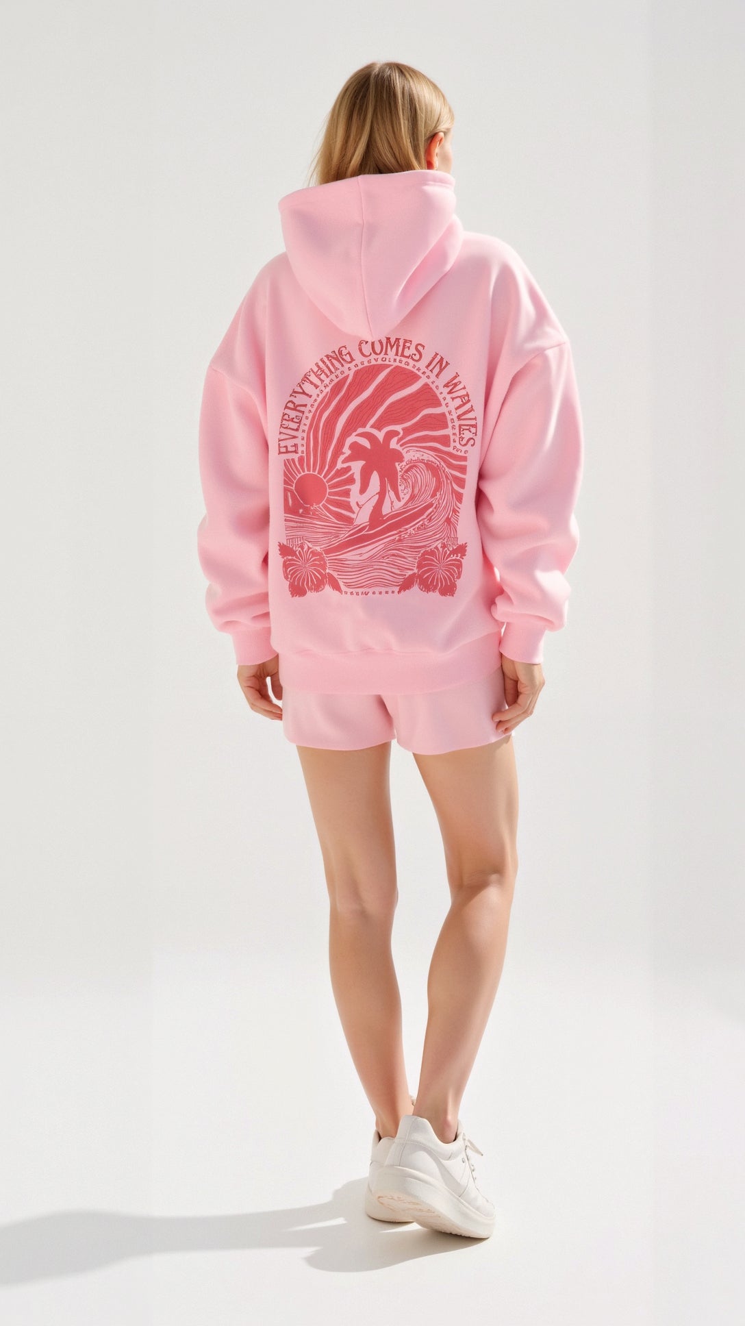 Abigail Embroidered Hoodie - Pink front