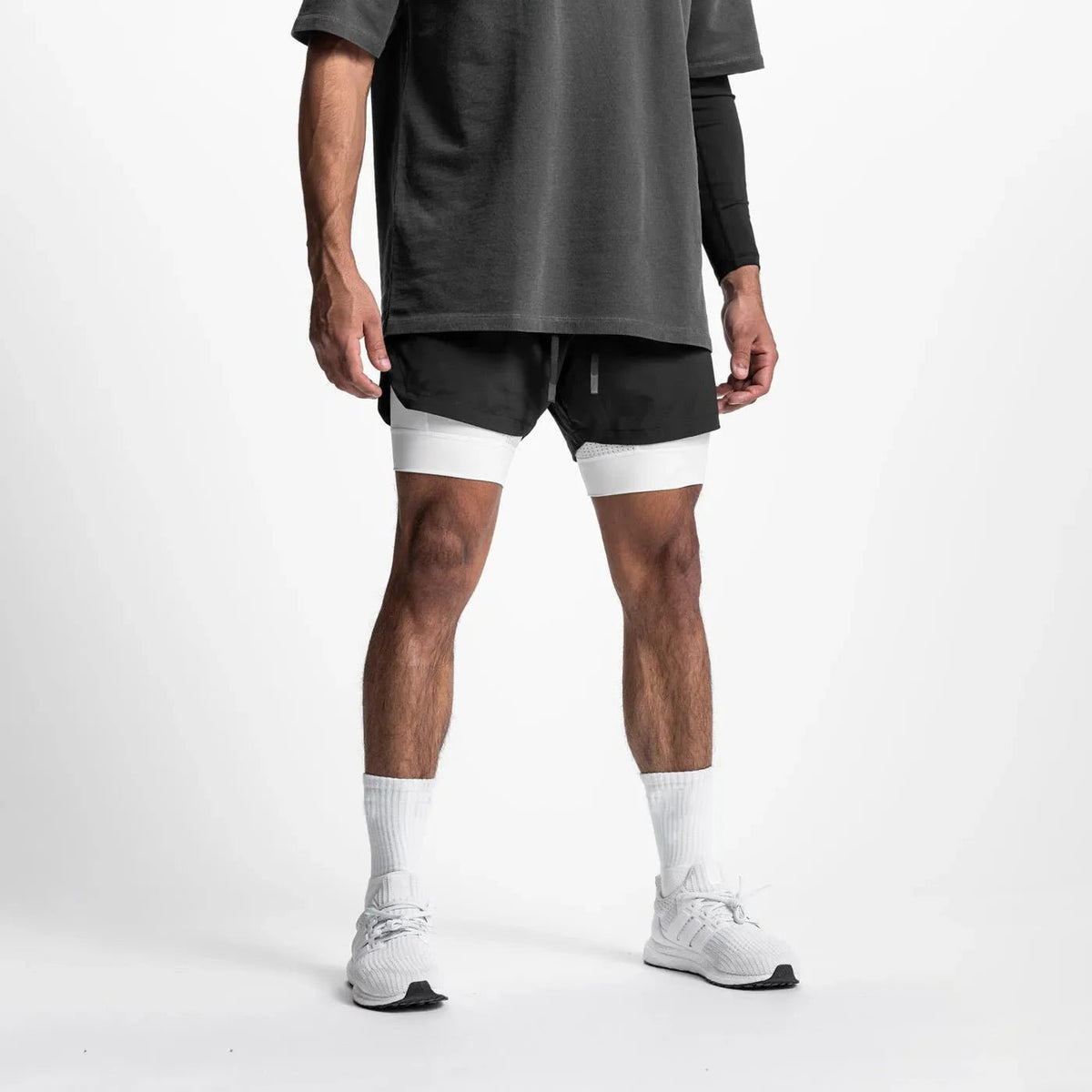 StaminaPro Fitness Shorts - Black with White Lining