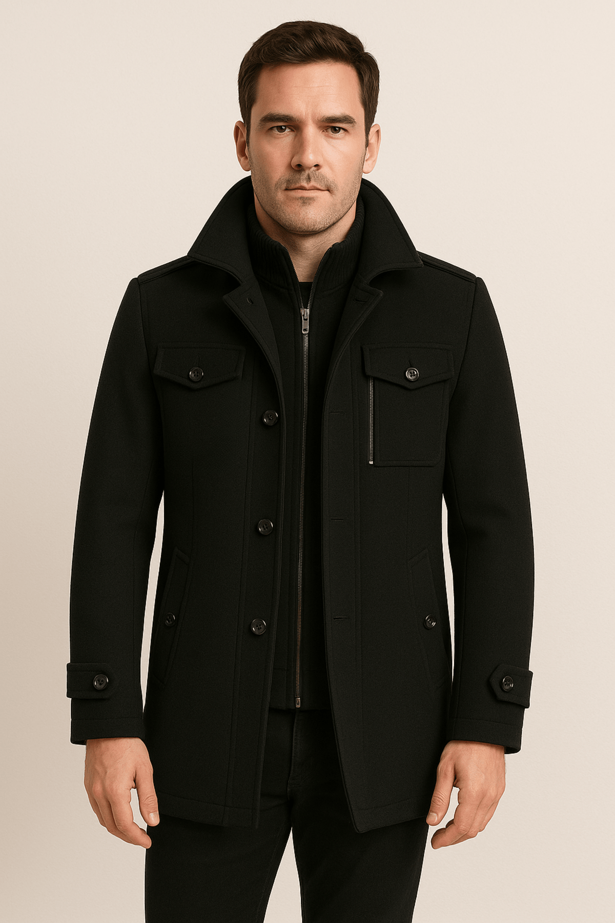 Xander Structured Winter Coat - Black