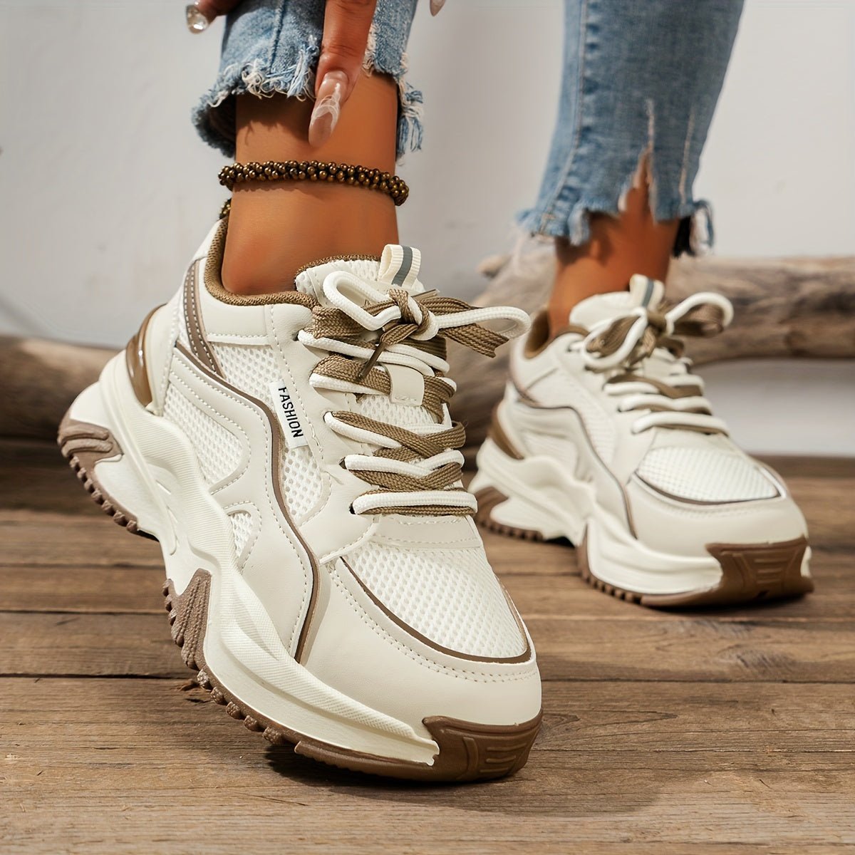 Zara Platform Sneakers - Khaki front