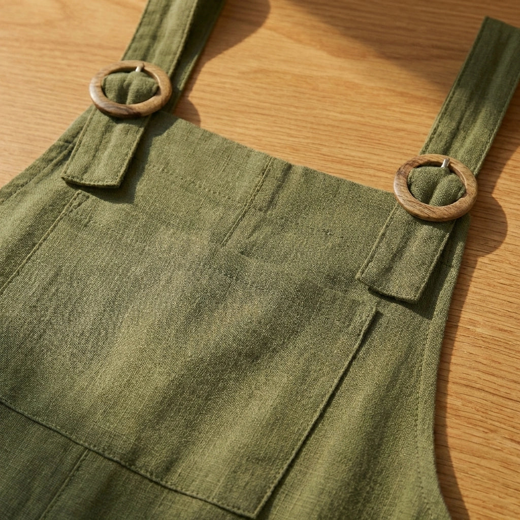 Cotton-Linen Overalls - strap detail