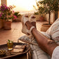 Oruzen Espadrille Wedges - beige crochet terrace lifestyle