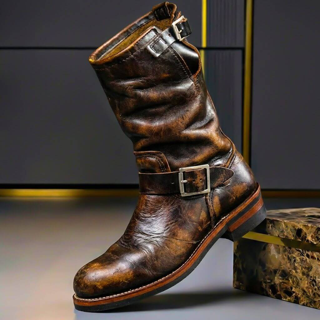 Bancroft Vintage Leather Boots - Retro Brown