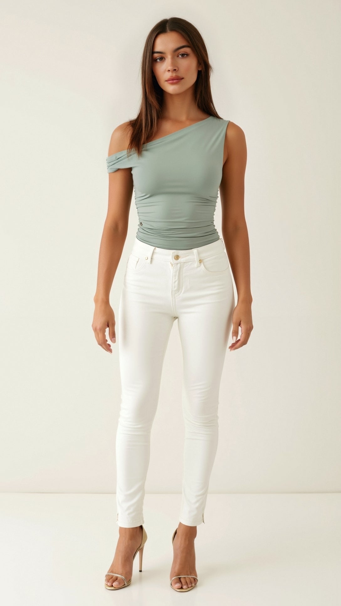 Delphine Asymmetric Top - Mint Green