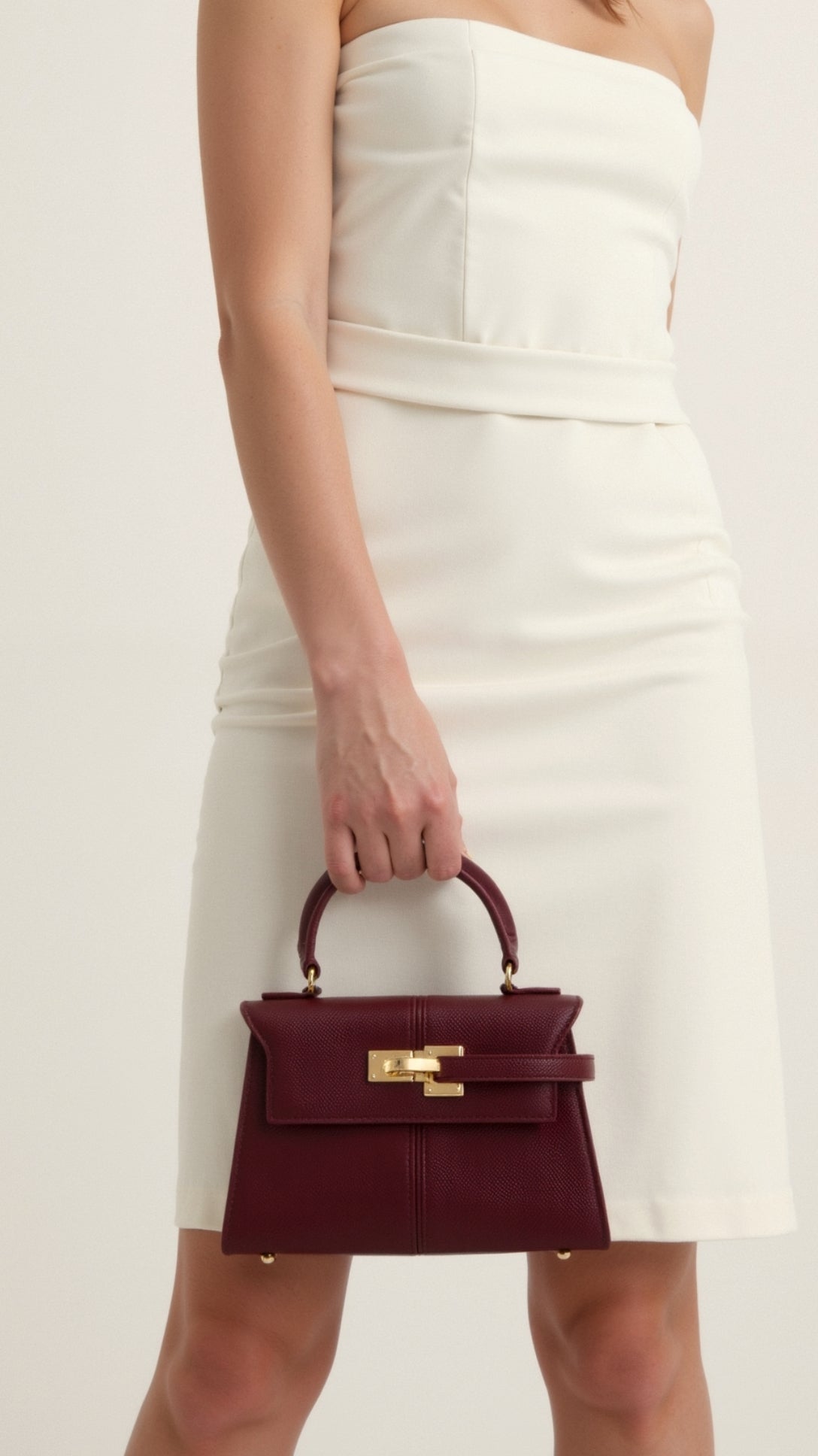 Claudia Top Handle Bag - Burgundy side
